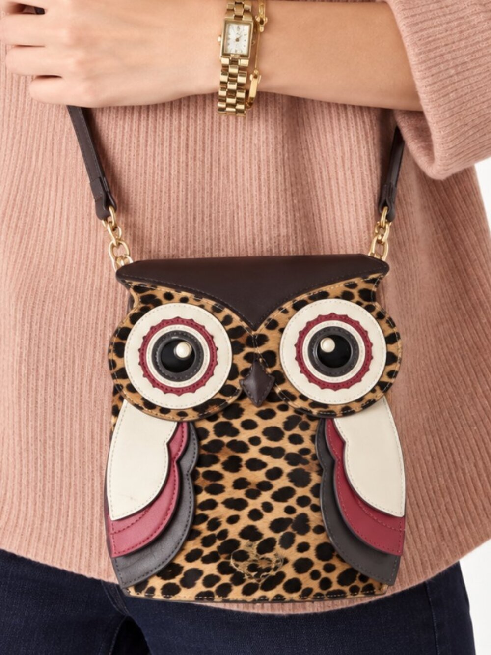 NWT Kate Spade Blinx Leopard 3d Owl Crossbody